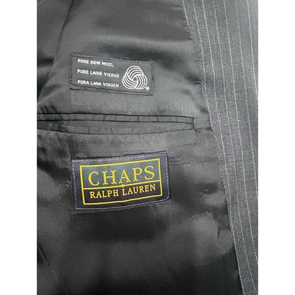 Ralph Lauren Chaps Blazer Sport 100% Wool Jacket Mens 43R Pinstripe Gray150 - Picture 13 of 15